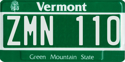 VT license plate ZMN110