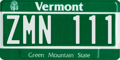 VT license plate ZMN111