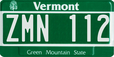 VT license plate ZMN112