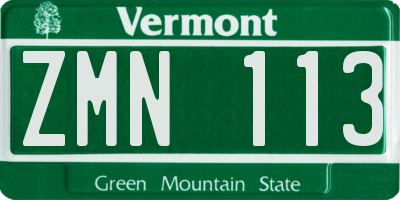 VT license plate ZMN113