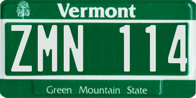 VT license plate ZMN114