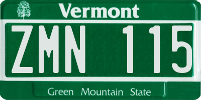 VT license plate ZMN115