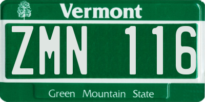VT license plate ZMN116