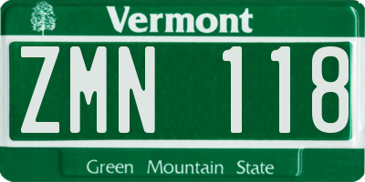 VT license plate ZMN118