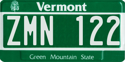VT license plate ZMN122