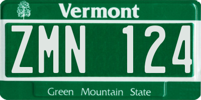 VT license plate ZMN124
