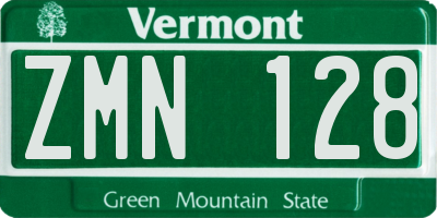 VT license plate ZMN128