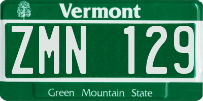 VT license plate ZMN129