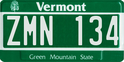 VT license plate ZMN134