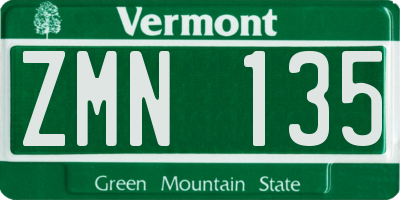 VT license plate ZMN135