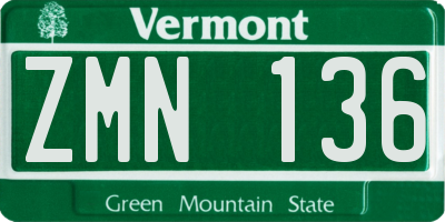 VT license plate ZMN136