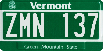 VT license plate ZMN137
