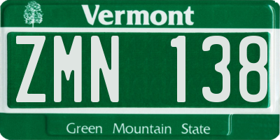 VT license plate ZMN138