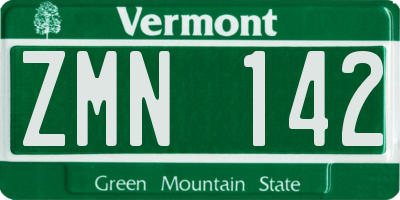 VT license plate ZMN142