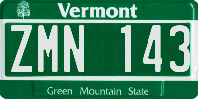 VT license plate ZMN143