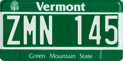 VT license plate ZMN145