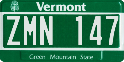 VT license plate ZMN147
