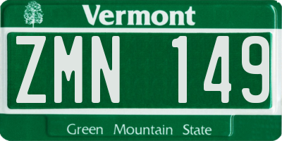 VT license plate ZMN149