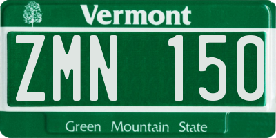 VT license plate ZMN150