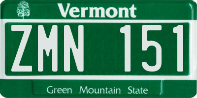 VT license plate ZMN151
