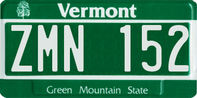 VT license plate ZMN152