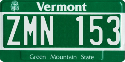 VT license plate ZMN153