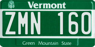 VT license plate ZMN160