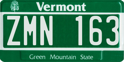 VT license plate ZMN163