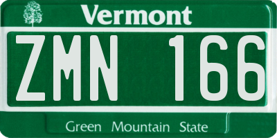 VT license plate ZMN166