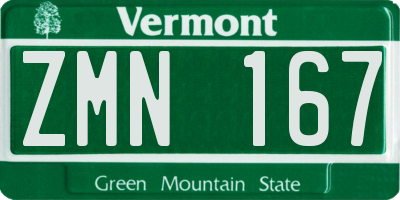 VT license plate ZMN167