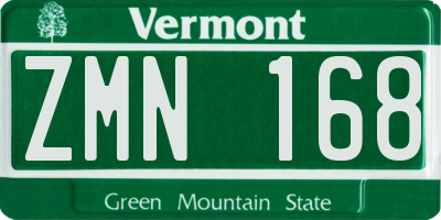 VT license plate ZMN168