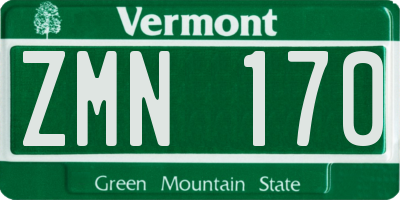 VT license plate ZMN170