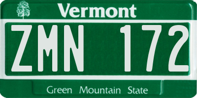 VT license plate ZMN172