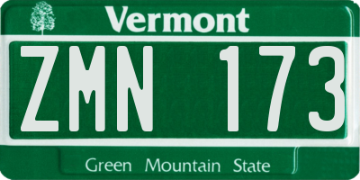 VT license plate ZMN173