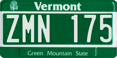 VT license plate ZMN175