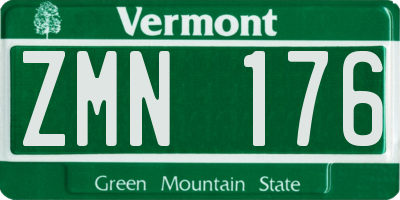 VT license plate ZMN176