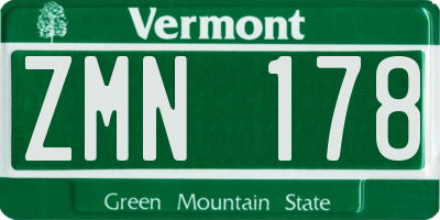 VT license plate ZMN178