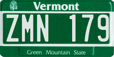 VT license plate ZMN179
