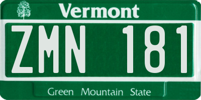 VT license plate ZMN181