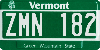 VT license plate ZMN182
