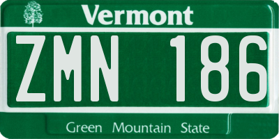 VT license plate ZMN186