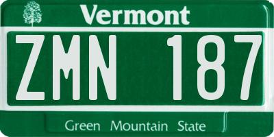 VT license plate ZMN187