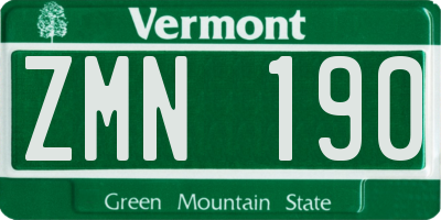 VT license plate ZMN190