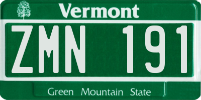 VT license plate ZMN191