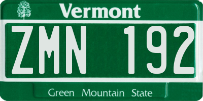 VT license plate ZMN192