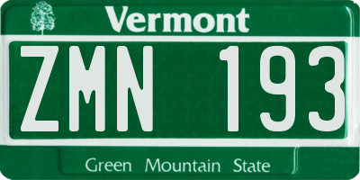 VT license plate ZMN193