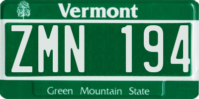 VT license plate ZMN194