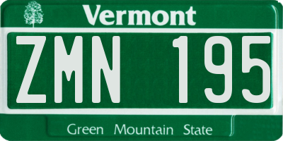 VT license plate ZMN195