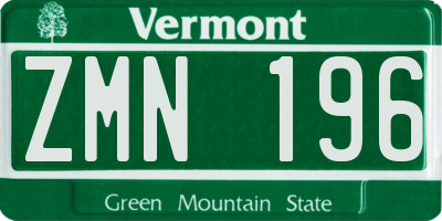 VT license plate ZMN196