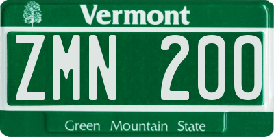 VT license plate ZMN200